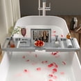 thumbnail image 2 of Bamboo Bathtub Tray Caddy, Expandable Bath Trays for Tub,Shelf & Table with Wine Glass Holder,Bathroom Accessories for New Home & Mothers Day & Birthday Gifts for Mom, 2 of 7