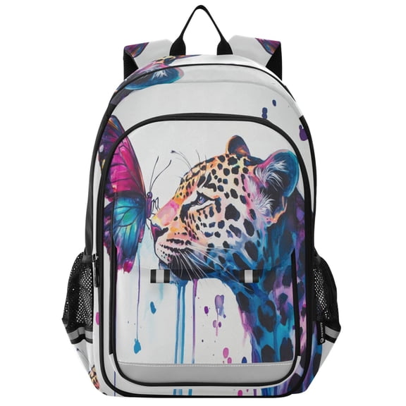 Backpack 12.9 *5.1 * 17.7 Inches Outing Backpack, Shopping Backpack, Travel Backpack Leopard and Butterfly