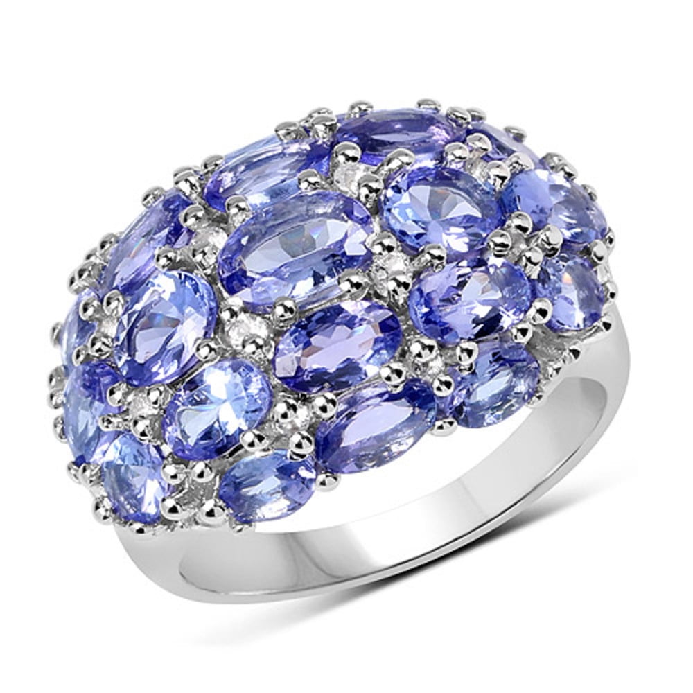 Genuine Oval Tanzanite Ring in Sterling Silver Size 7.50 by Bonyak Jewelry