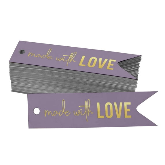 Inkdotpot Made With Love Text Bottle Tag Real Gold Foil Favor Hang Tags Pack Of 100