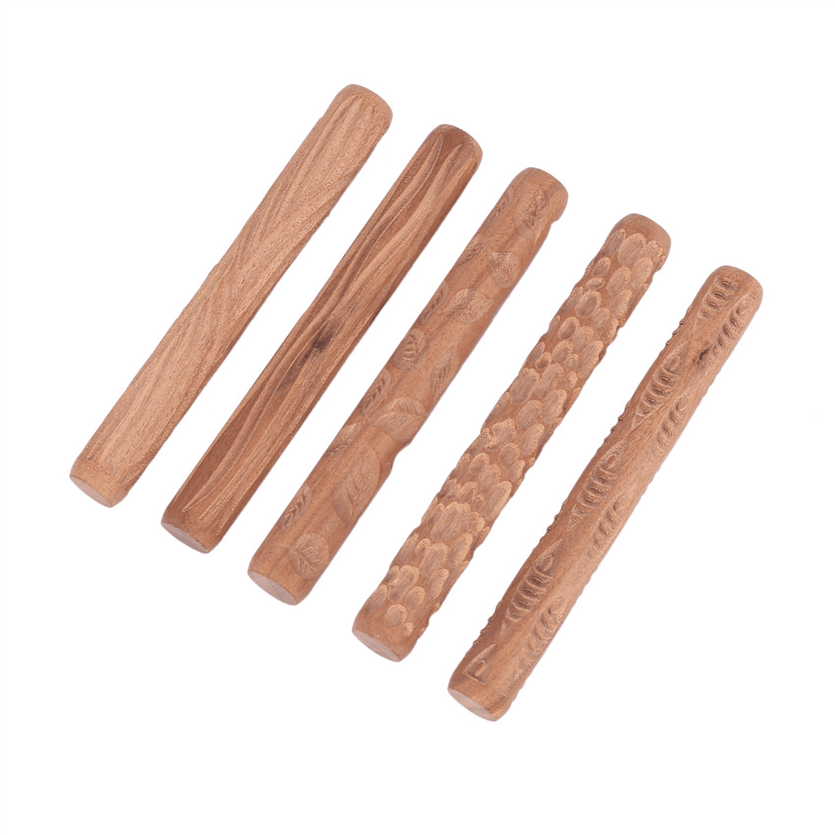 50PCS Pottery Tools Wood Hand Rollers for Clay Clay Stamp Clay Pattern Roller,50pcs * Clay Pattern Roller,Wood Color