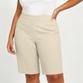 thumbnail image 6 of Zpzdpjkx Women's Plus Size Solid Bermuda Shorts with Pockets High Waist Stretch Knee‑Length Casual Yoga Hiking Shorts, 6 of 10