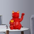 thumbnail image 5 of Estatua de Gato Geométrica Zulema Figura Gato de la Suerte Rojo, 5 of 5