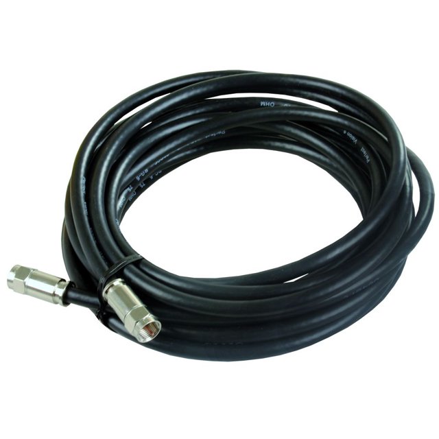 JR Coaxial Cable 47975 RG6; With Compression End Fittings; 20 Foot Length; Black
