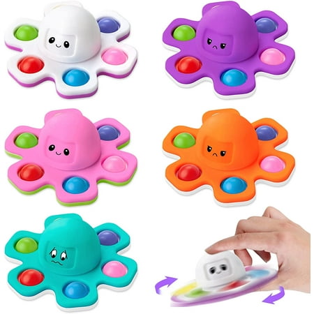 Octopus Pop Fidget Spinners 5 Pack,Octopus Face-Changing Pop Toy Fidget ...