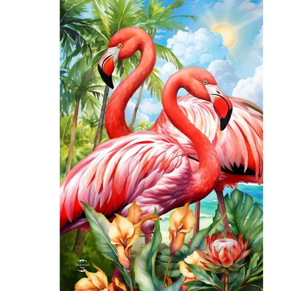 Briarwood Lane Summer House Flag 40x28 For Outdoor Flamingo Pair For Summer House Flag
