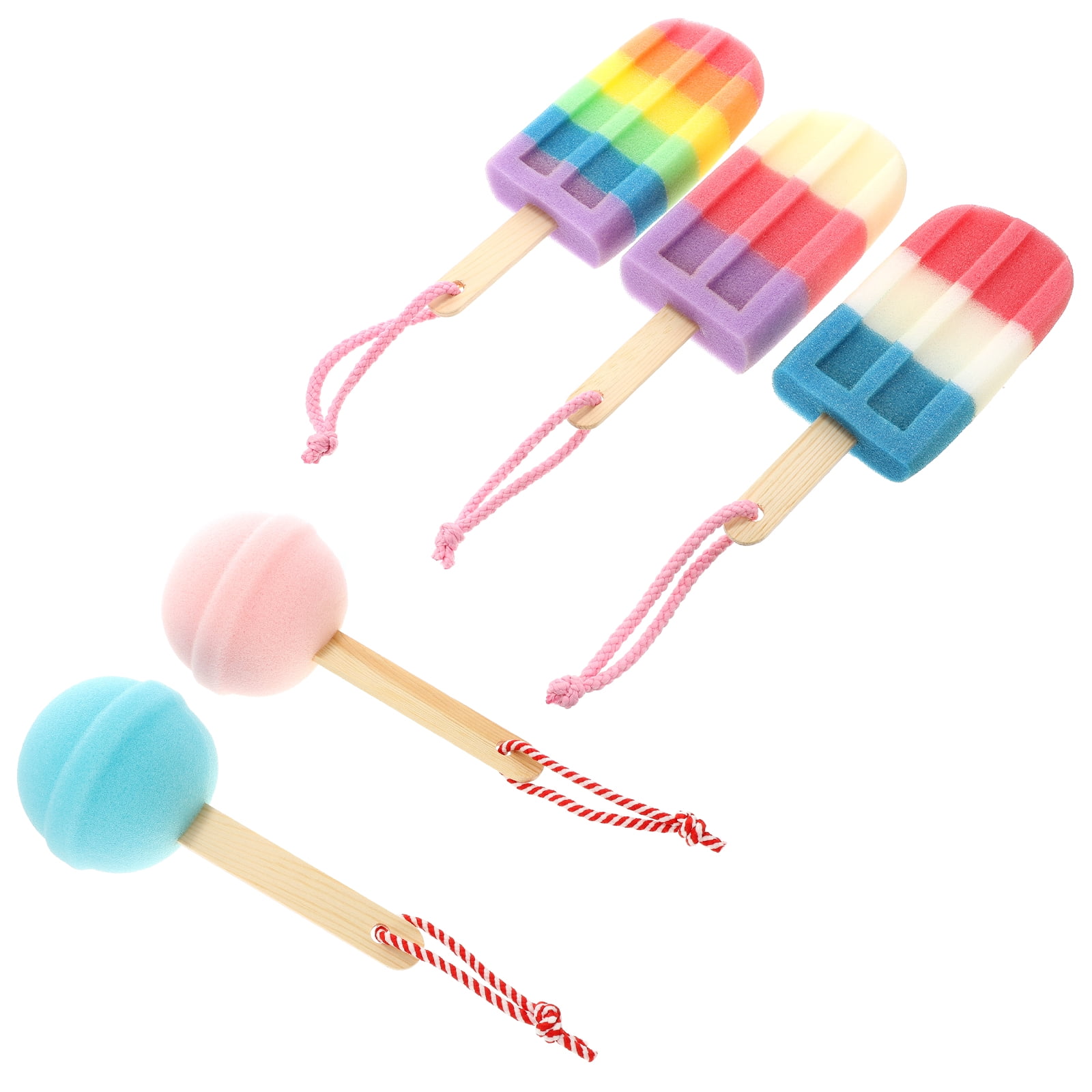 1 Set 5pcs Colorful Sponge Baby Bath Brushes Ice Cream Lollipops Shape