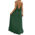 thumbnail image 7 of Women Backless Cami Dresses Cami Lounge Dress Solid Sleeveless House Dress Spaghetti Strap Flowy Long Beach Sundress Army Green XL, 7 of 7