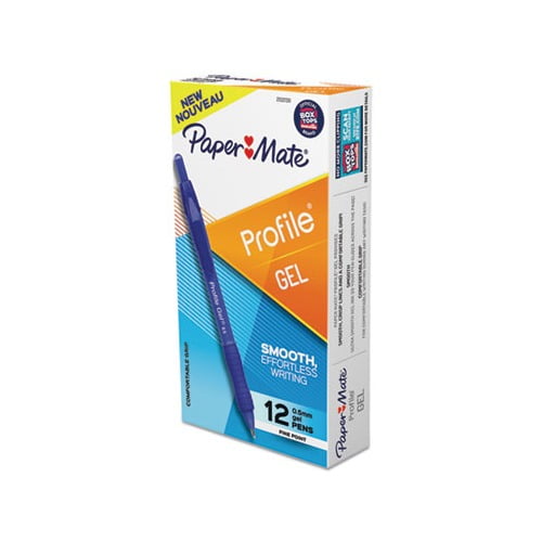 Profile Retractable Gel Pen Fine 0.5 mm, Blue Ink, Translucent Blue Barrel, Dozen