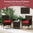 thumbnail image 6 of Costway 3PCS Patio Rattan Furniture Set Cushioned Sofa Glass Tabletop Deck Red, 6 of 11
