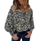 thumbnail image 1 of Blusa con estampado de cebra para mujer, cuello alto, manga larga con linterna, blusa con boton CACAGOO Blusa de mujer, 1 of 7