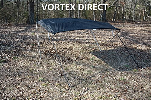 BLACK (ACRYLIC) VORTEX STAINLESS STEEL FRAME 4 BOW PONTOON DECK BOAT BIMINI TOP 8' LONG, 91-96" WIDE (FAST SHIPPING... by VORTEX DIRECT
