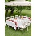 thumbnail image 4 of Outdoor Tablecloth with Umbrella Hole for Patio/Picnic/Party/Camping, Baseball Sport Waterproof Table Cloth Rectangle Table Cover Washable, Abstract Rugby Stitching Red Lines (60"x 120"), 4 of 9