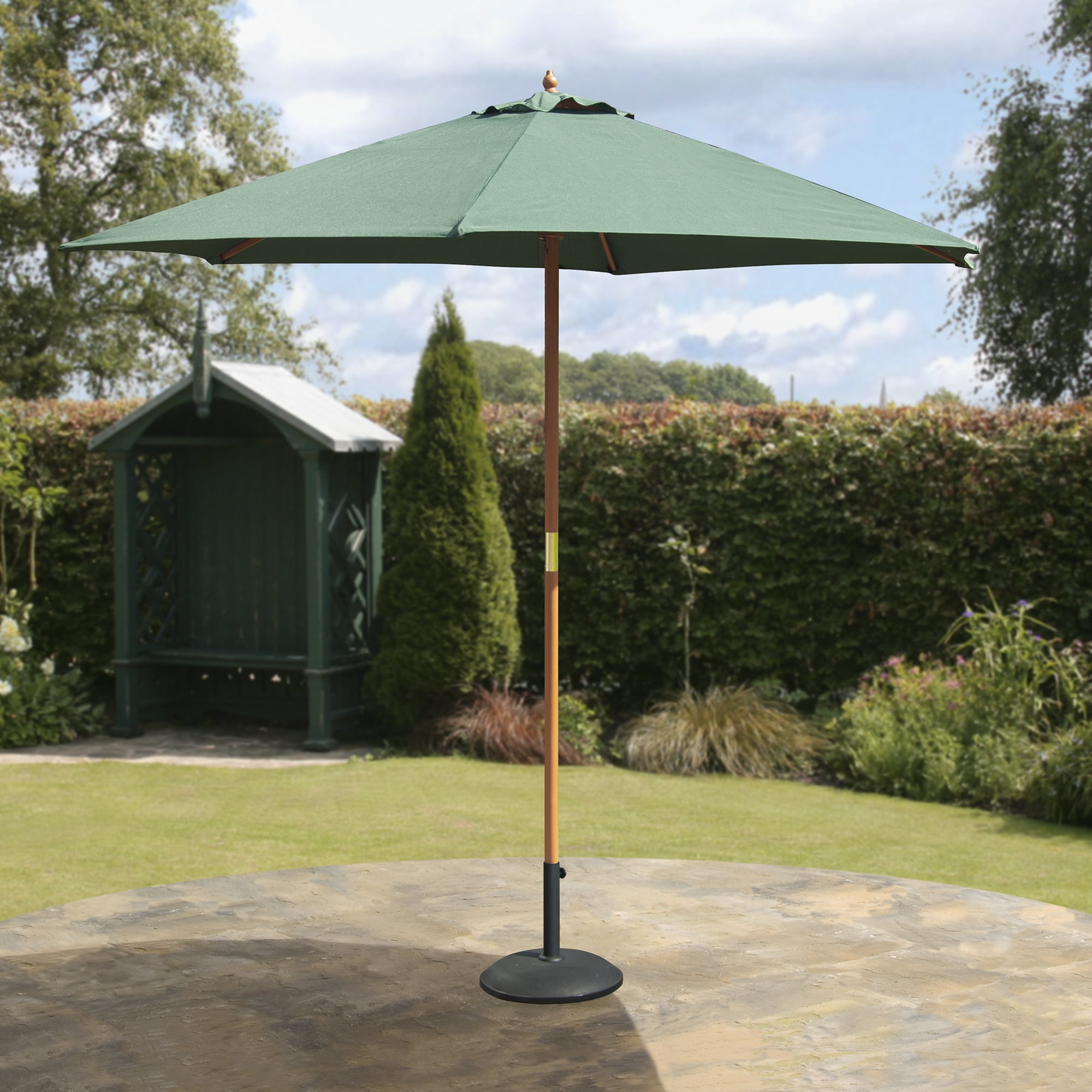 SunTime 9 Ft Wooden Market Parasol Green
