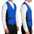 thumbnail image 6 of hoksml Men's Glitter V-Neck Suit Vest, 4 Button Slim Fit Formal Waistcoat with Adjustable Back Strap and Pockets, Wedding Party Dress Vest, 6 of 9