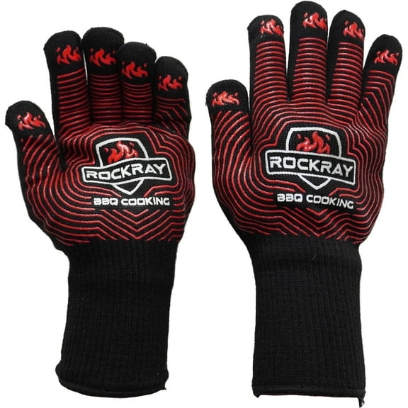 BBQ Gloves, Heat Resistant Kitchen Oven Mitts, Large Cooking Gloves with Excellent Grip for Grill,Grilling,Smoker,Barbeque