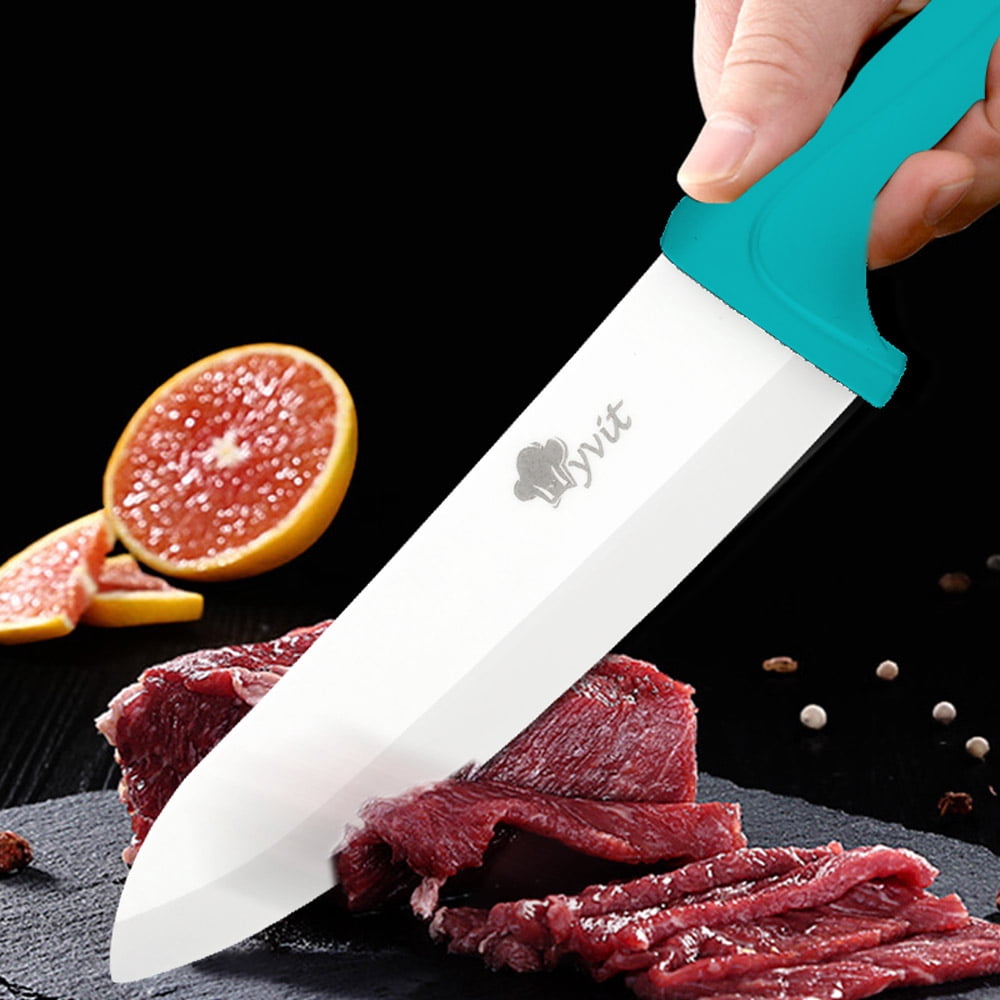 6PCS Ceramic Knives Set for Kitchen 5-Piece Sharp Paring Knives with Covers and a Peeler,Sharp 6-inch Serrated Bread Knife Fruit Cutter 3", 4", 5" Inch