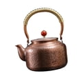 thumbnail image 1 of Hervidor de cobre de 1300 ml, grueso, hervidor de agua, hecho a mano, portátil, retro, hecho a mano para el hogar, cocina, regalo para amantes del té patrón de martillo, 1 of 8