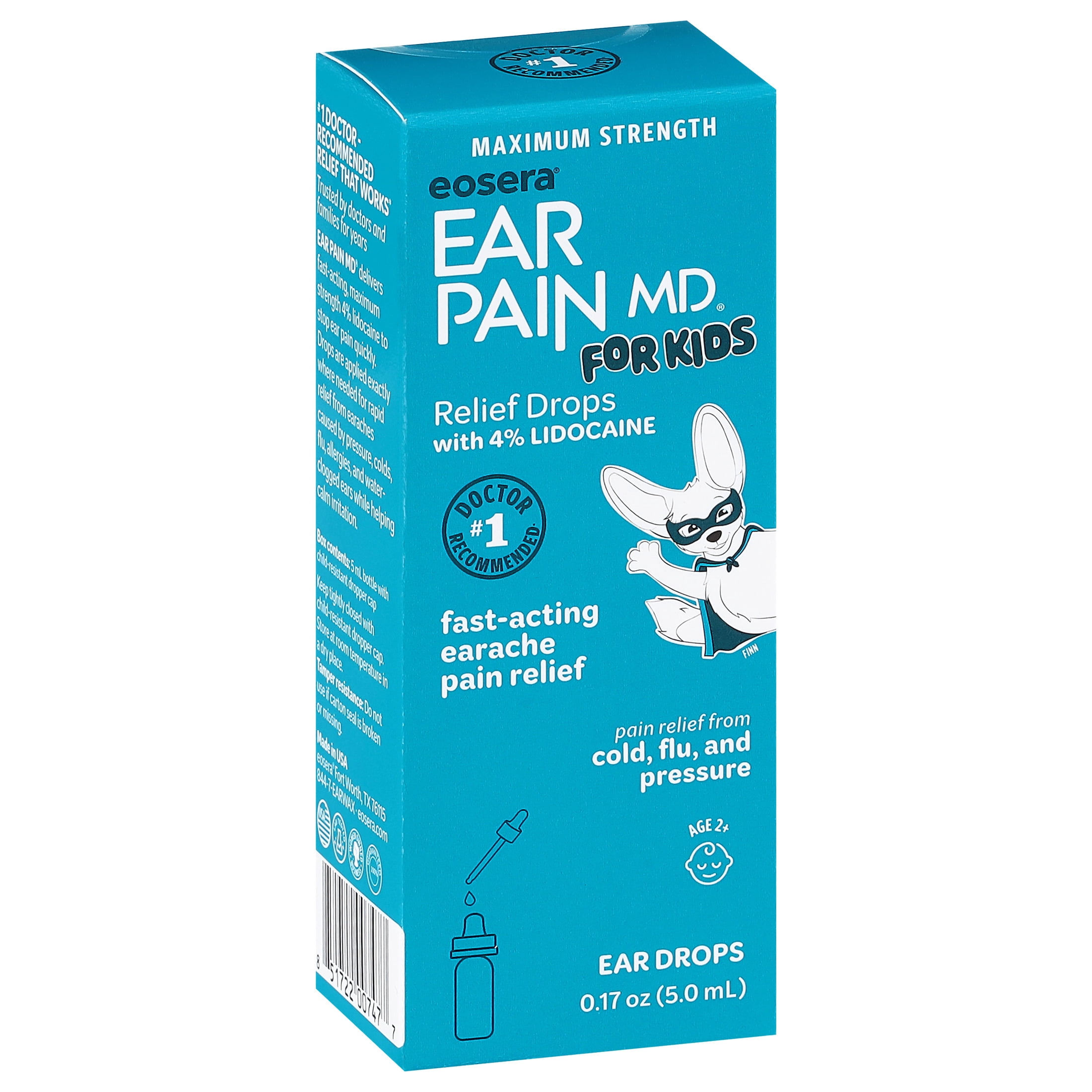 eosera Ear Pain MD for Kids Relief Drops with 4% Lidocaine 5mL