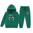 thumbnail image 3 of Hienoo Toddler Girls Casual Outfits Cartoon Cat Print Hoodie and Sweatpants Sweatsuit, 3 of 3