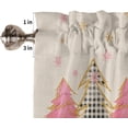 thumbnail image 5 of Christmas Kitchen Window Curtain Set with Tiers and Valance, 3 Pieces Rod Pocket Valances Pink and Buffalo Plaid Xmas Tree Snowflake Vintage Window Treatment Semi Sheer Kitchen Decor (52"W x 18"L), 5 of 6