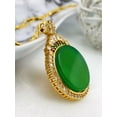 thumbnail image 3 of K-KED Jade Crystal Pendant Charm Necklace With 18K Gold Plated Chain Green Gemstone, 3 of 5