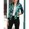 thumbnail image 3 of INSPIRE CHIC Women's Bomber Jacket Slim Fit Lightweight Zip Up Jacket L Green, 3 of 7
