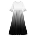 thumbnail image 4 of ITSAME Girls Maxi Dress Round Neck Ruffled 3/4 Sleeve Gradient Print Summer Flowy Casual A-Line Dress Black Size 8, 4 of 7