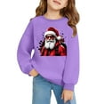 thumbnail image 4 of PMVFHDE Chandail à Capuchon et Chandails en Molleton pour Filles Imprimé Manches Longues Col Rond avec Poche Chandail Confortable Doux Décontracté pour Enfants Saison des Fêtes Violet, 4-5 Ans, 4 of 4