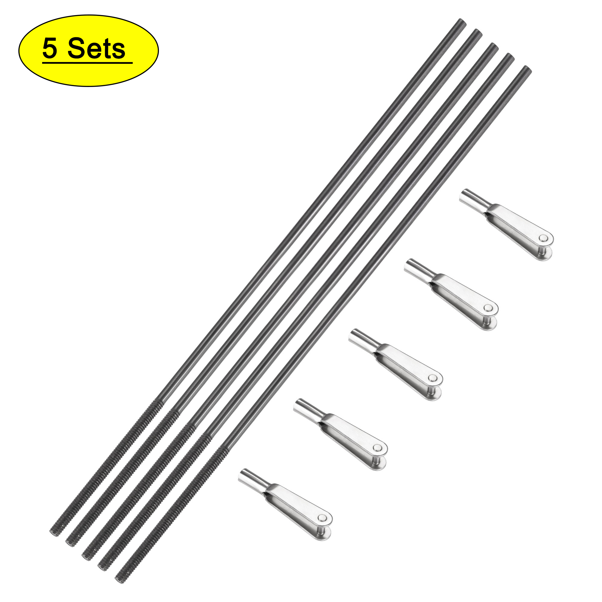 5Pcs M2 x 28mm One End Threaded 300mm Long Metal Push Rods w 5Pcs Metal