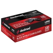 Dealmed Nitrile Exam Gloves, Black – 100 Count Disposable, Non-Irritating, Latex Free, Multi-Purpose for First Aid and Medical Facilities (Large, Pack of 1)