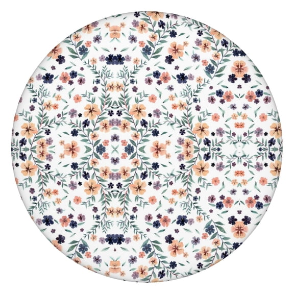 Round Boho Print Tablecloth with Elastic Hem, Waterproof Oxford Fabric Fits 45-52” Table, Perfect for Travel Life and Home Dining