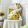 thumbnail image 3 of Sm:)e Sunflower Summer Pillow Cover Set of 2 - 18x18 Inch Eucalyptus Shell Polyester Decorative Cushions, 3 of 6