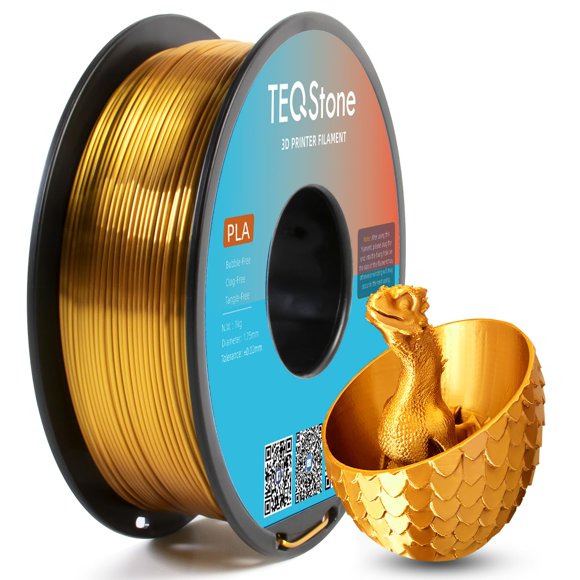 Filamento Pla Teqstone Silk 1,75 Mm Oro 1 Kg Brillo Metálico Acabado De Alto Brillo Precisión De Bobinado Perfecto +/-0,02 Mm Filamento Para Impresora 3D Envasado Al Vacío