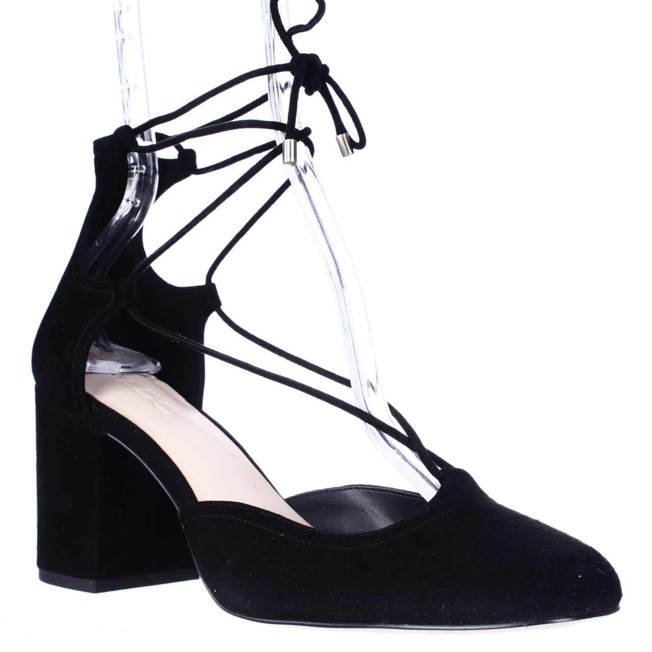 aldo black lace up heels