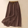 thumbnail image 2 of Fewfanhot Womens Skirts Cotton Linen Midi Skirt with Pockets Casual Flowy Swing Elastic High Waist A-Line Long Boho Skirts, 2 of 8