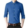 thumbnail image 4 of ZCFZJW Men's Oxford Shirt Solid Casual Solid Color Button Down Collar Shirts Long Sleeve Dress Work Shirts with Pocket Dark Blue XXL, 4 of 7