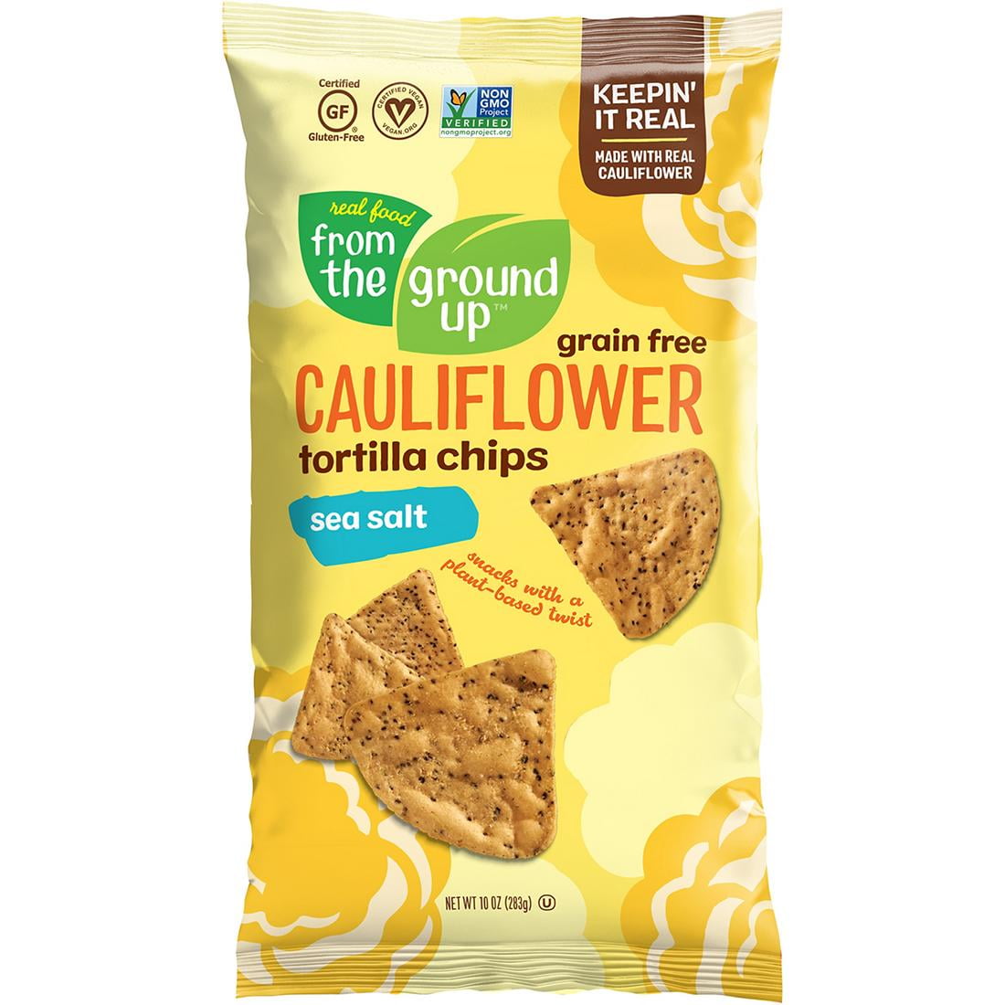 Real Food From The Ground Up Cauliflower Sea Salt Tortilla Chips 10 Oz Walmart Com