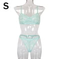 thumbnail image 1 of Encaje sexy conjunto de ropa interior sujetador ropa interior regalo para mujer, verde agua, S 2 piezas Kearding XX000054-17, 1 of 7