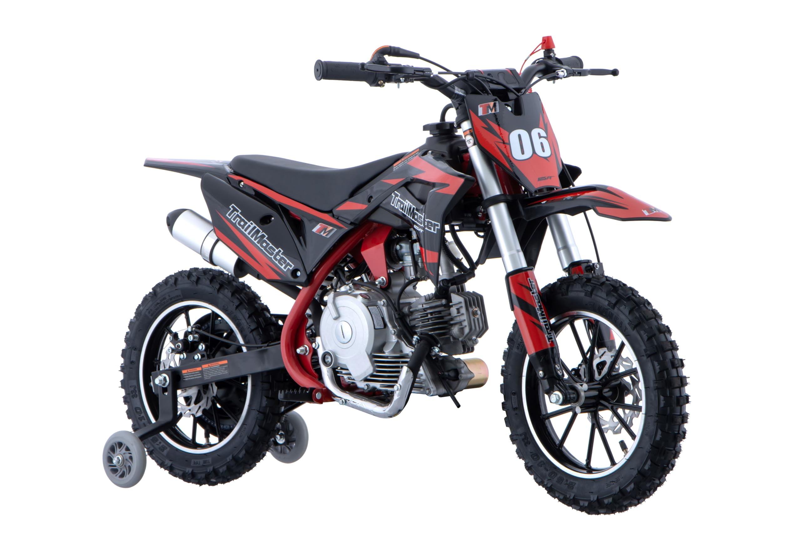 Trailmaster TM-06 Dirt Bike with CVT Transmission, Electric Start, Disc Brake! 10" (Red)