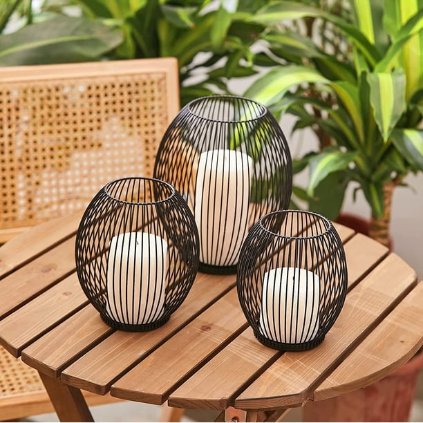 Large Metal Candle Holder - Outdoor Lanterns for Patio - Iron