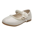 thumbnail image 4 of LYHaoo Girls Flat Dress Shoes,Mary Jane Princess Flower Girl Shoes Ankle Strap Party School Shoes Wedding,Beige,Sizes 7(5.51") Toddler, 4 of 7