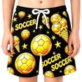 thumbnail image 2 of Angala Kids Shorts Elastic Waist Soccer Print Running Shorts Summer Soft Stretchable Football Athletic Casual Child Shorts Size 2-3 Years Black, 2 of 3
