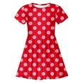 thumbnail image 3 of Robe Fille Manches Courtes Robe d'Été Robe Princesse Ligne A à Volants Évasée à Pois Robes pour Filles Robe de Fête pour Filles, 3 of 3