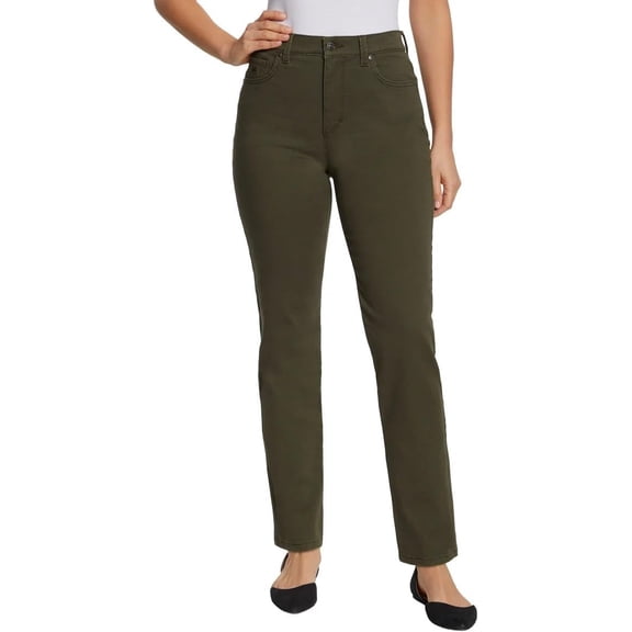 Gloria Vanderbilt Women’s Amanda Classic 5-Pocket Stretch Denim Jeans, Natural Waist, Tapered Leg (Green, 14 Average)