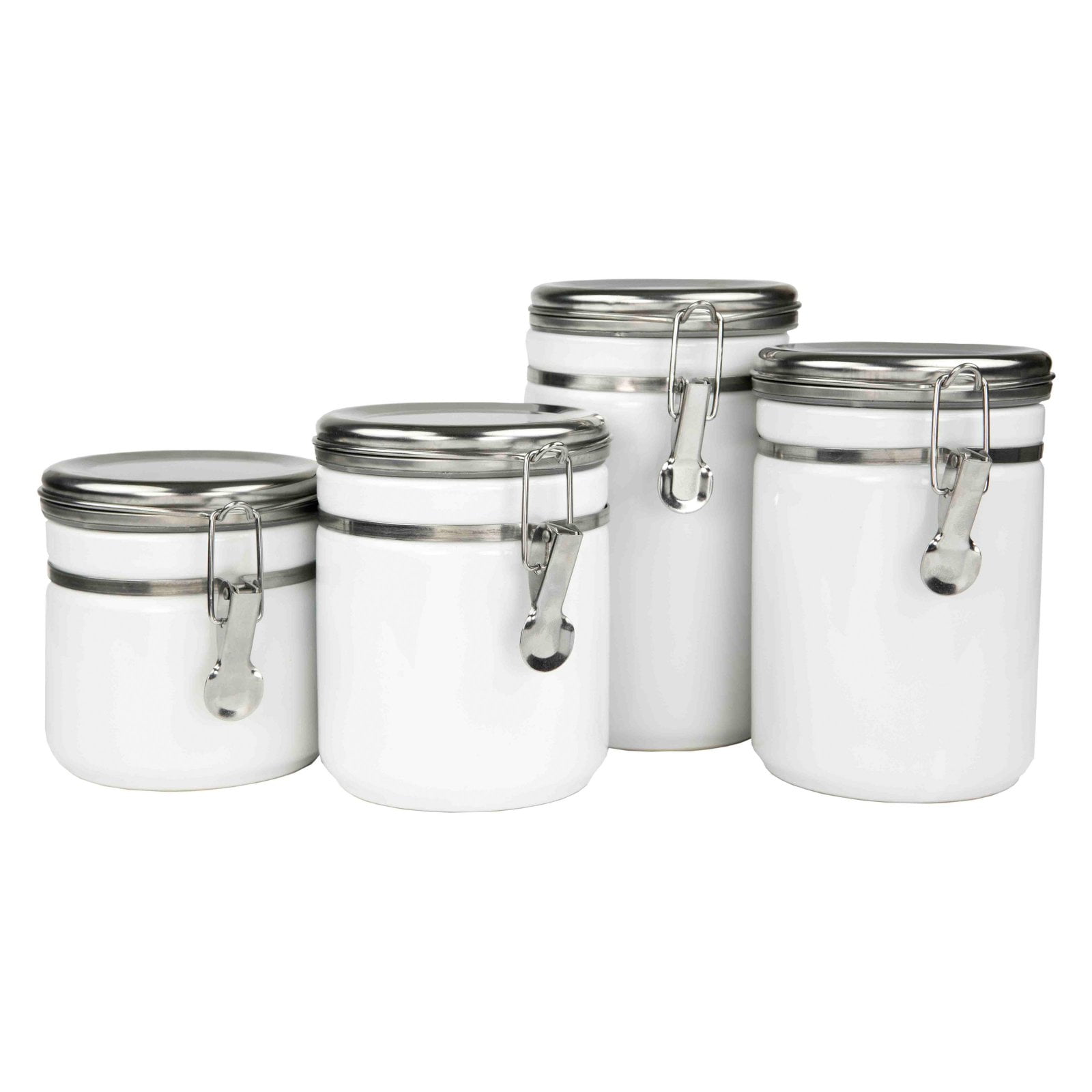 Home Basics 4 Piece Canister Set with Stainless Steel Tops