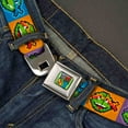 thumbnail image 2 of Tmnt 8 Bit Full Color Greens Multi Color Classic Tmnt 8 Bit Face Blocks Seatbelt Belt Standard, 2 of 3