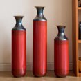 thumbnail image 7 of Aukfa Metal Tall Floor Vases for Decoration, Large Floor Vase Set of 3,Droplet Shaped,28.34"/24.4"/20.4"H,Red, 7 of 7