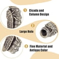 thumbnail image 4 of 2Pcs Brass Beads Cicada Knife Lanyard Beads Large Hole Antique Silver Column Spacer Beads Vintage Round Craft Beads for Knife Zipper Pull Jewelry Charms 6mm Hole, 4 of 9