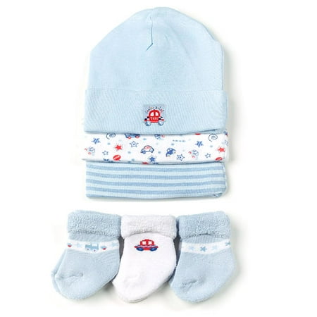 Gerber 3-Pack Cap and Sock Set, Blue